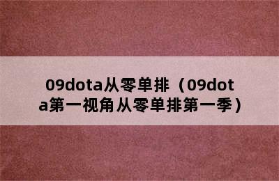 09dota从零单排（09dota第一视角从零单排第一季）