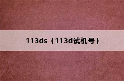 113ds（113d试机号）