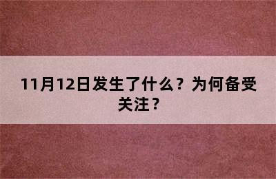 11月12日发生了什么？为何备受关注？