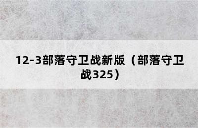 12-3部落守卫战新版（部落守卫战325）