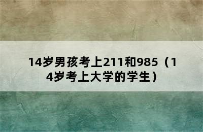 14岁男孩考上211和985（14岁考上大学的学生）