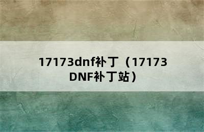 17173dnf补丁（17173DNF补丁站）