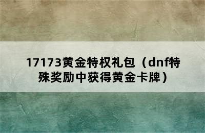 17173黄金特权礼包（dnf特殊奖励中获得黄金卡牌）