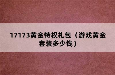 17173黄金特权礼包（游戏黄金套装多少钱）