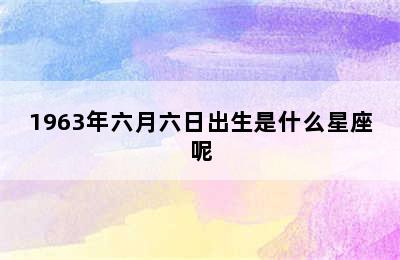 1963年六月六日出生是什么星座呢