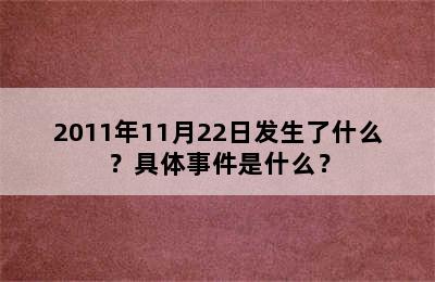 2011年11月22日发生了什么？具体事件是什么？