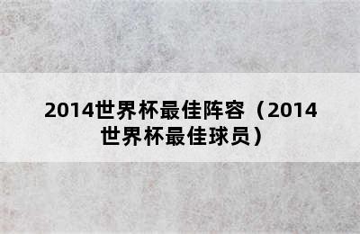 2014世界杯最佳阵容（2014世界杯最佳球员）