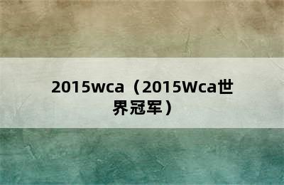 2015wca（2015Wca世界冠军）