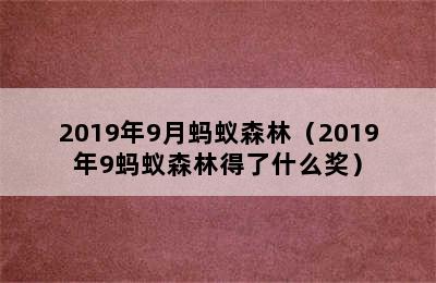 2019年9月蚂蚁森林（2019年9蚂蚁森林得了什么奖）