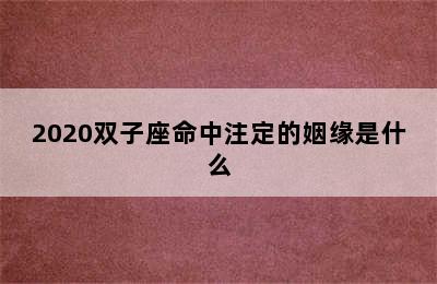 2020双子座命中注定的姻缘是什么