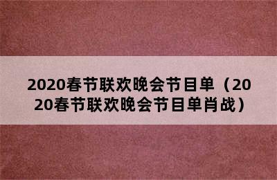 2020春节联欢晚会节目单（2020春节联欢晚会节目单肖战）