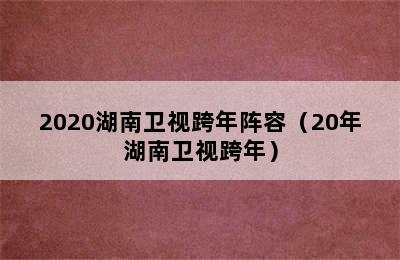 2020湖南卫视跨年阵容（20年湖南卫视跨年）