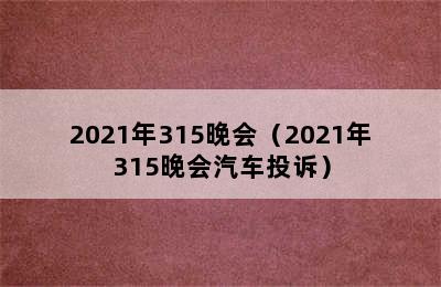 2021年315晚会（2021年315晚会汽车投诉）