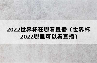 2022世界杯在哪看直播（世界杯2022哪里可以看直播）