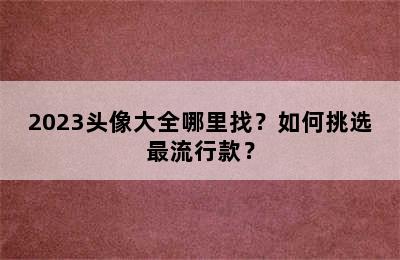 2023头像大全哪里找？如何挑选最流行款？