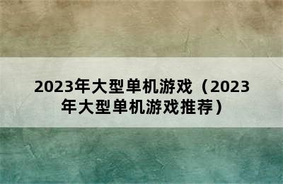 2023年大型单机游戏（2023年大型单机游戏推荐）