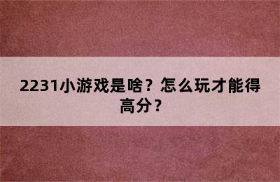 2231小游戏是啥？怎么玩才能得高分？