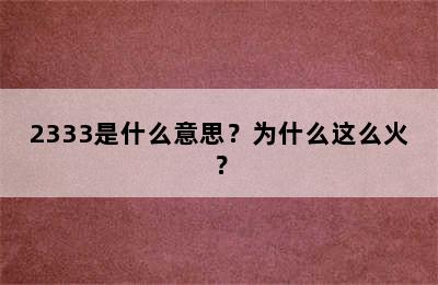 2333是什么意思？为什么这么火？