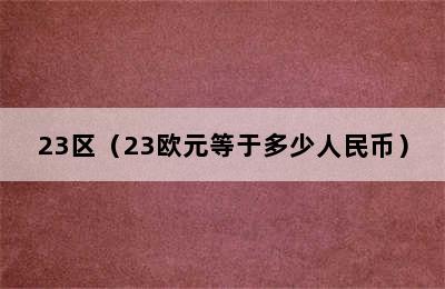 23区（23欧元等于多少人民币）