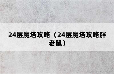 24层魔塔攻略（24层魔塔攻略胖老鼠）