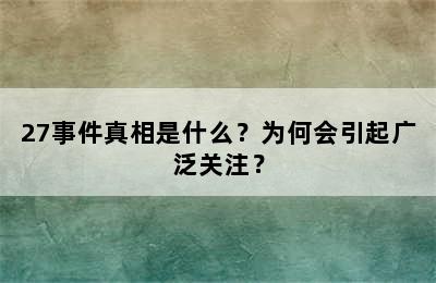 27事件真相是什么？为何会引起广泛关注？