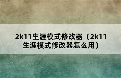 2k11生涯模式修改器（2k11生涯模式修改器怎么用）