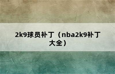 2k9球员补丁（nba2k9补丁大全）