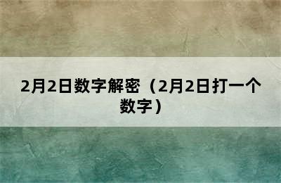 2月2日数字解密（2月2日打一个数字）