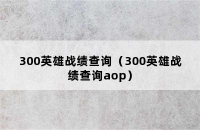 300英雄战绩查询（300英雄战绩查询aop）