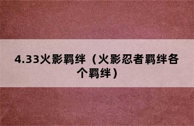 4.33火影羁绊（火影忍者羁绊各个羁绊）