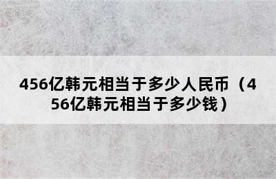 456亿韩元相当于多少人民币（456亿韩元相当于多少钱）