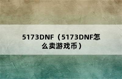 5173DNF（5173DNF怎么卖游戏币）