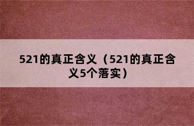 521的真正含义（521的真正含义5个落实）