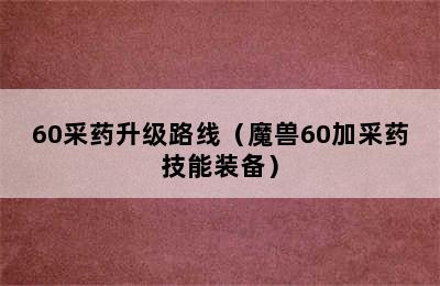 60采药升级路线（魔兽60加采药技能装备）