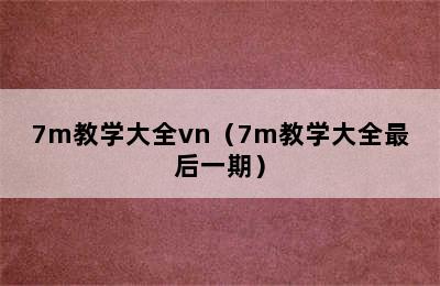 7m教学大全vn（7m教学大全最后一期）