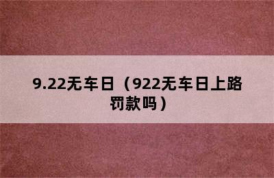 9.22无车日（922无车日上路罚款吗）