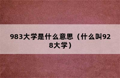 983大学是什么意思（什么叫928大学）