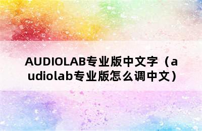 AUDIOLAB专业版中文字（audiolab专业版怎么调中文）