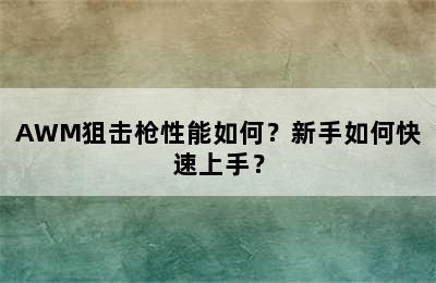 AWM狙击枪性能如何？新手如何快速上手？