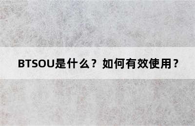 BTSOU是什么？如何有效使用？