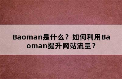 Baoman是什么？如何利用Baoman提升网站流量？