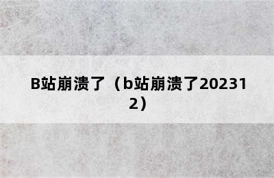 B站崩溃了（b站崩溃了202312）