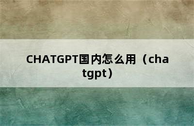 CHATGPT国内怎么用（chatgpt）