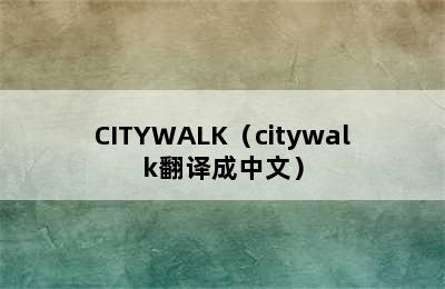 CITYWALK（citywalk翻译成中文）