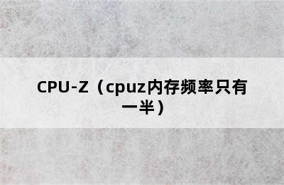 CPU-Z（cpuz内存频率只有一半）