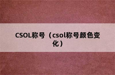 CSOL称号（csol称号颜色变化）