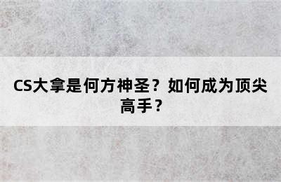 CS大拿是何方神圣？如何成为顶尖高手？