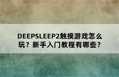 DEEPSLEEP2触摸游戏怎么玩？新手入门教程有哪些？