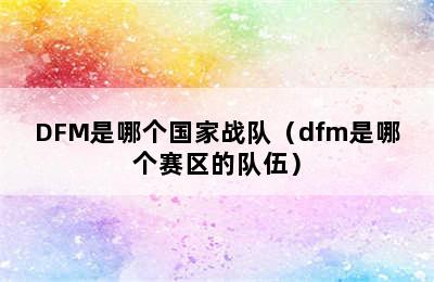 DFM是哪个国家战队（dfm是哪个赛区的队伍）