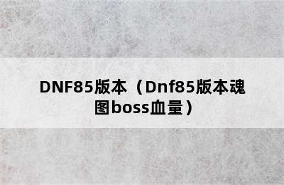 DNF85版本（Dnf85版本魂图boss血量）